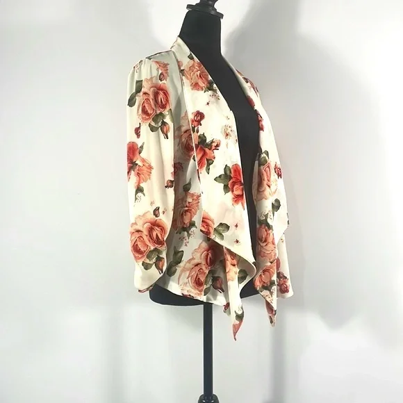 Windsor Flower open Blazer, size Medium, white, multi colored, - Picture 6 of 7